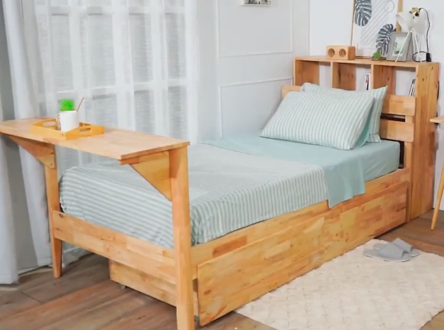 single wooden beds