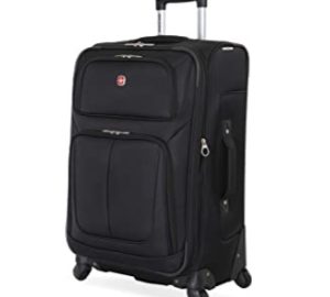 SwissGear Sion Softside Expandable Luggage, Black, Checked-Medium 25-Inch