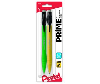 Pentel Prime Mechanical Pencil 0.7Mm Assorted Barrel Colors, Pack of 2 (AX7BP2)