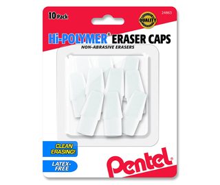 Pentel Hi-Polymer White Cap Erasers 10 Pack ZEH02BP10