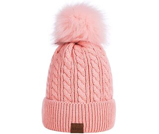 Alepo Womens Winter Beanie Hat, Warm Fleece Lined Knitted Soft Ski Cuff Cap with Pom Pom