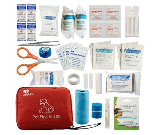 Pet First Aid Kit ZeekPet Medical Bag for Dogs and Cats Trauma Kit with Self Adhering Bandage , Styptic Pencil, Onitment, Pill Box, Emergency Blanket Perfect Survival Kit for Traveling with Your Pet